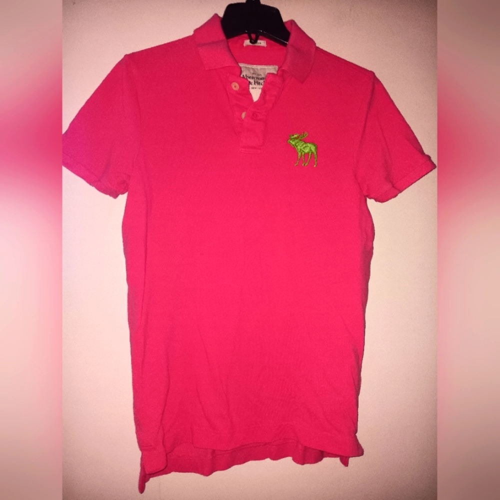 Mens Abercrombie &Fitch Pink Polo Med